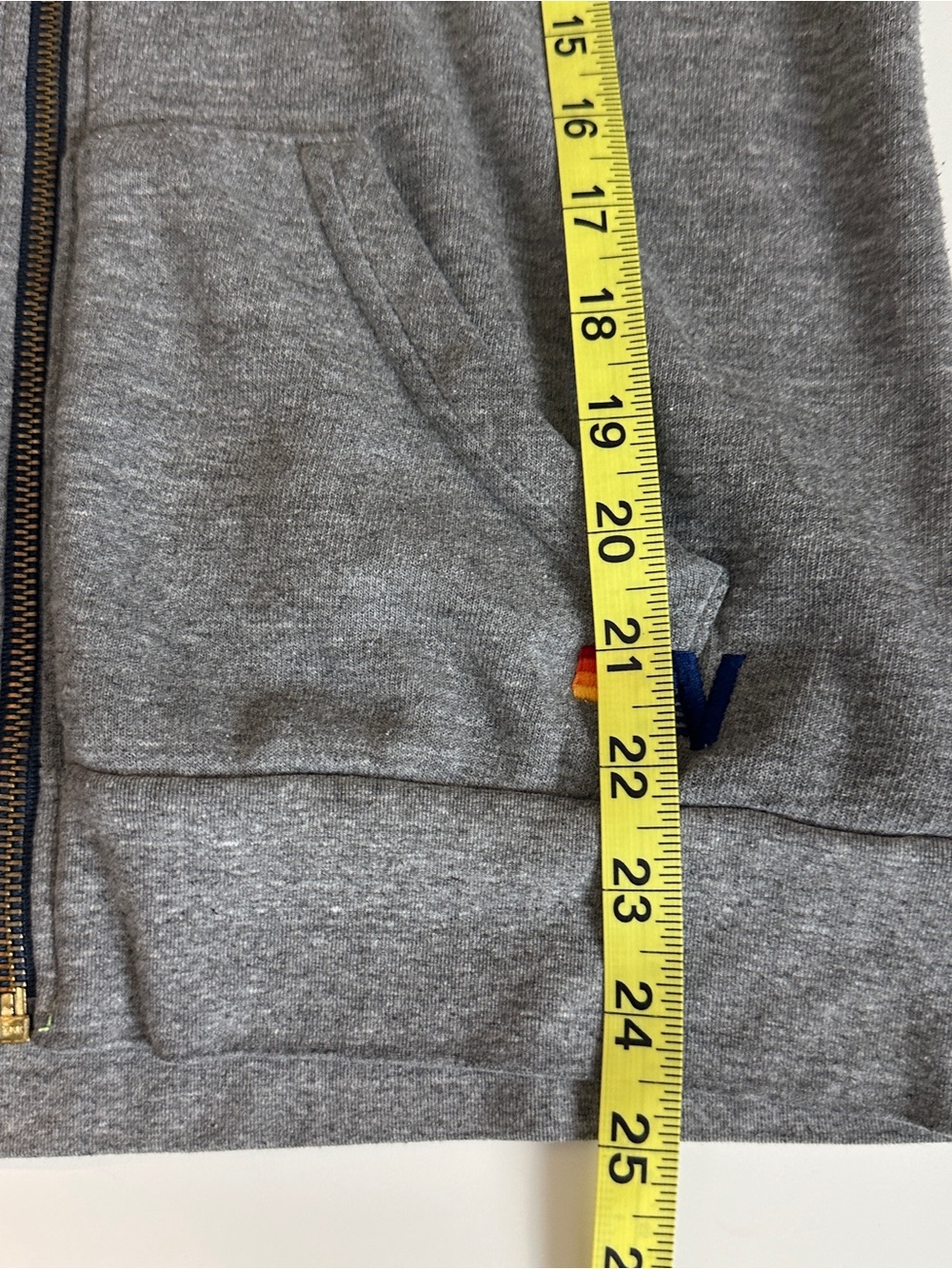 Aviator Nation Grey Zip Hoodie with Rainbow Stripe Lining and Sleeve - Picture 7 of 11